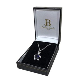 IzuBizu London Womens 925 Sterling Silver Blue Turtle Diamond Cubic Zirconia Crystal Animal Necklace Anniversary Birthday Mother's Day