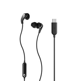 Skullcandy Set USB-C Wired Earbuds with Noise Isolating Fit, in-Line Microphone Call and Track Control for iPhone Android, Ear Gel Sizes Included for Custom Fit - True Black