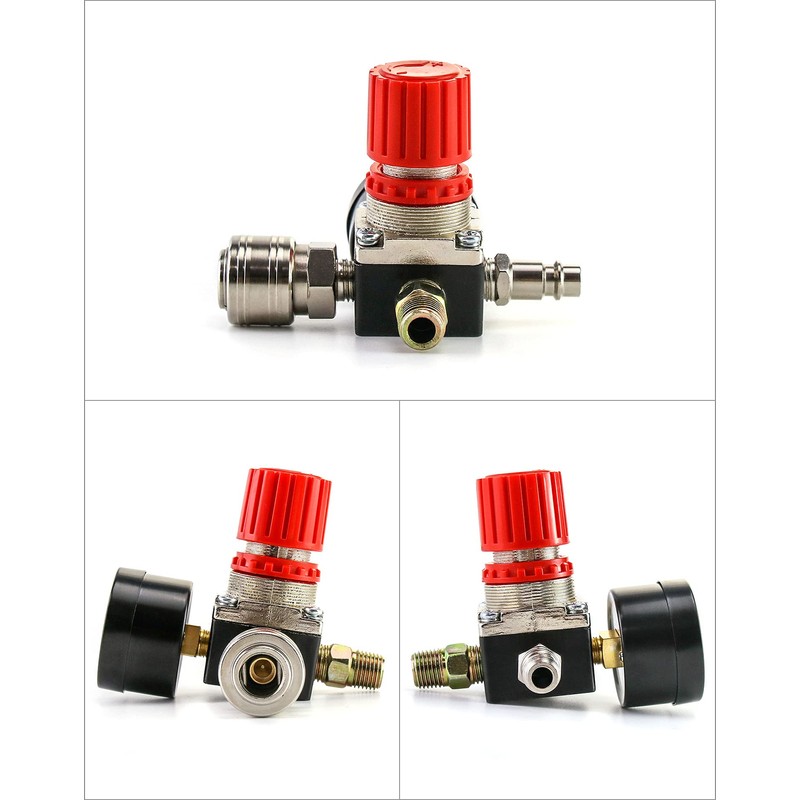QWORK Air Compressor Pressure Regulator, 1/4 Inch EU Standard Pressure