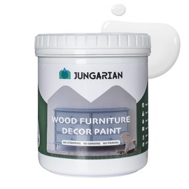 Jungarian Furniture Paint 32oz - Water-based & Low Odor No Sanding All-in-One - Matte Finish Indoor Outdoor Wood Paint for Cabinets, Doors, Tables and Dressers, White
