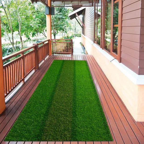 Striped Artificial Grass Turf Indoor Outdoor Rug 2FTX45FT, Fake Grass
