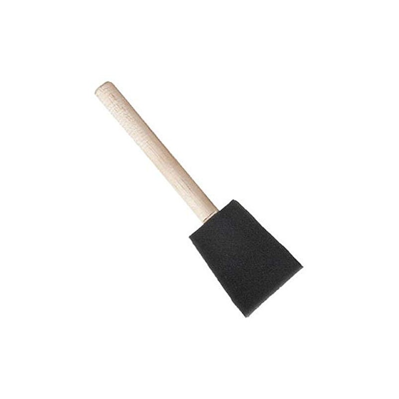 Jen Mfg, Sponge Brush: Black Sponge on Natural Wood Handle,