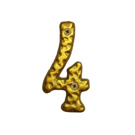 4" Golden Hammered Cast Iron House Numbers | Stylish Home Address & Mailbox Numbers | Solid & Weather-Resistant/Golden/Number 4