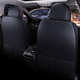 Niscarda for Mazda 3 2004-2025 Car Seat Covers, Full Coverage Customized Seat Covers Premium Leather Waterproof Stain-Resistant Easy to Install (Front Set with Pillows, Black&Red)