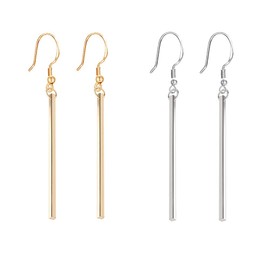CULOVITY 2 Pairs Simple Elegant Bar Drop Earrings Minimalist Lightweight Slim Bar Earrings Classic Daily Wear Jewelry for Women Silver Plated and Gold Plated