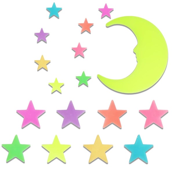 Pack of 200 Luminous Stars, Colourful Glowing Stars, Luminous Stars