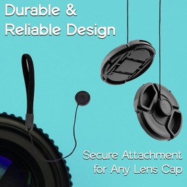 Lens Cap Keeper Set – 8 Universal Cap Leashes + 2 Microfiber Cloths for DSLR & Mirrorless Cameras – Anti-Loss Lens Tether Kit for Nikon, Canon, Sony (10-Piece Set)