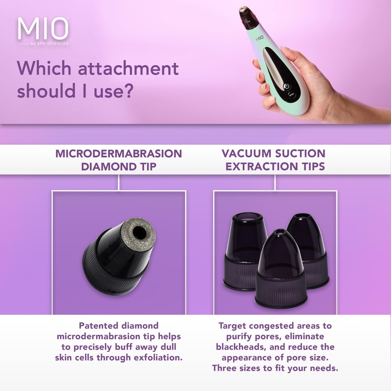Spa Sciences MIO Diamond Microdermabrasion Blackhead Remover, Pore Suction Tool–Rechargeable-Dermatologist
