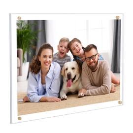 Kalami 3 Pack 8x10 Picture Frame Wall Mount Self Adhesive, Clear Acrylic No Drill Floating Frameless Poster Frame for Office Photo Canvas Document Gallery, Full Frame Size 10x11