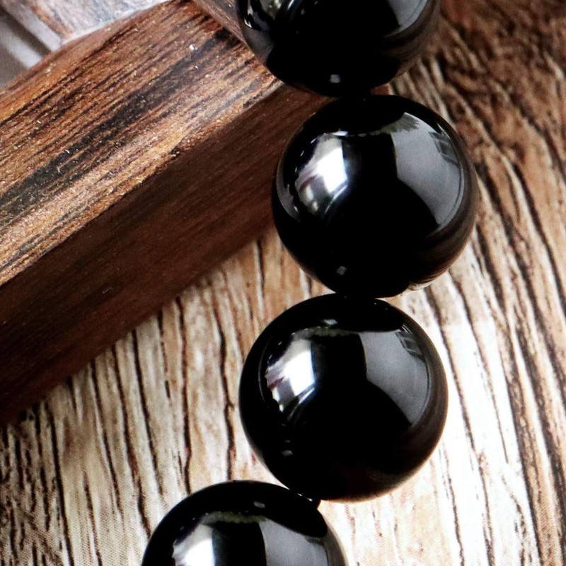 Mens Womens Onyx Bracelet Black Agate Natural Stone Power Stone