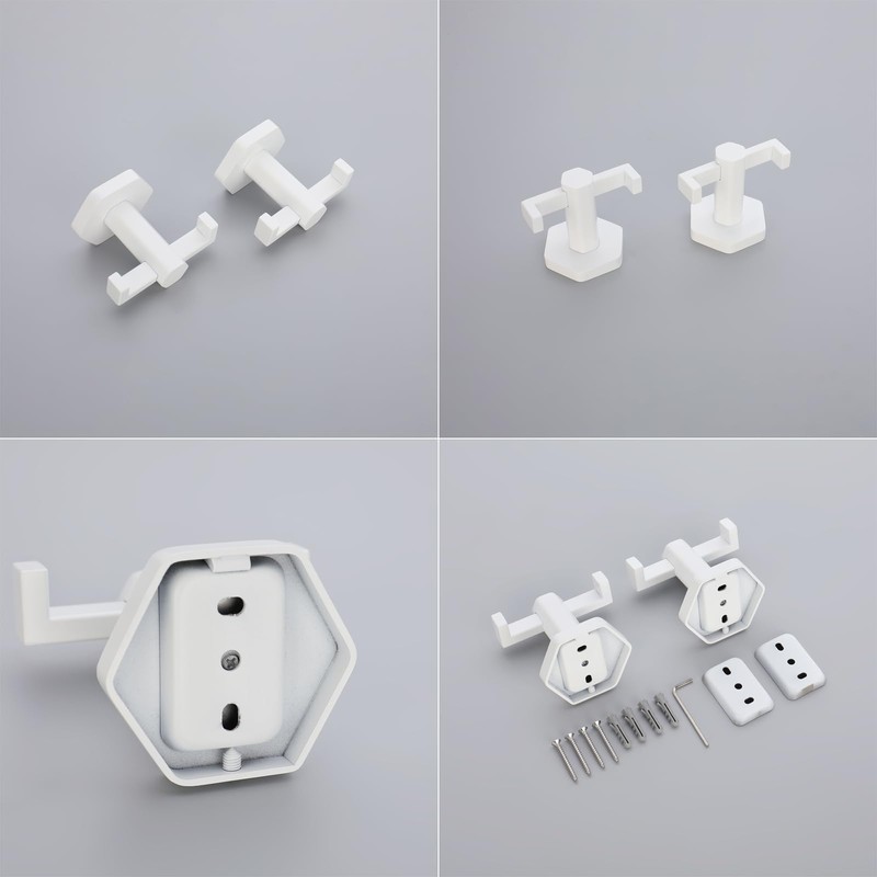 GERZWY White Bathroom Hooks, Double Towel Robe/Coat Clothes Hook Stainless