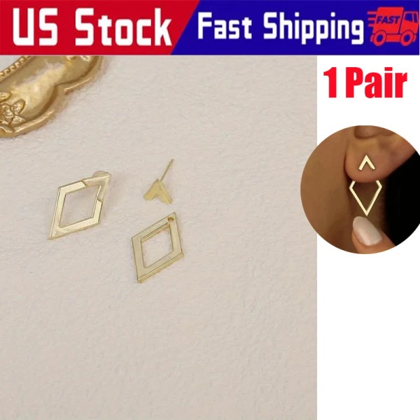 Unbranded 1Pair Golden Geometric Earrings - Open Frame, Nickel-Free, Daily/Vacation