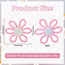 craspire Pack of 6 3 Colours Daisy Wall Decoration for Children's Room Woven Flowers Wall Art Cotton Woven Macrame Boho Flowers Sign Bohemian Wall Hanging Decorations for Home