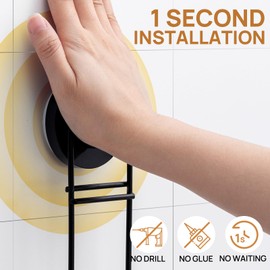 LEVERLOC Soap Holder, Soap Bar Dish for Shower Suction Cup Wall Mounted, Stainless Steel Double Layer Sponge Holder for Bathroom Bathtub Kitchen Sink, Removable Waterproof, Keep Soap Dry, Black