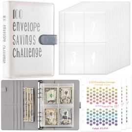 100 Envelopes Money Saving Challenge Save $5050 in 100 Days A5 Budget Money Saving Challenge Book Binder with 100 Cash Envelopes, With 3 Savings Tracking Sheets and budget Planner - Gray