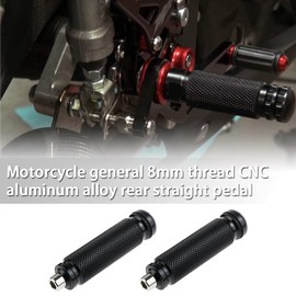 EMSea Pair of CNC Universal Motorcycle Footrest Footpegs Rear Seat Foot Pedals Black