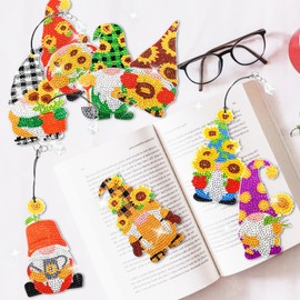 LINGFANG 8 Pcs Diamond Painting Bookmark, Diamond Art Kit for Adults, DIY Book Makers for Book Lovers, Diamond Dot Beginners, Small Diamond Art Kit, Paint by Art Crafts Gift for Women Girls (Dwarf)