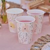 Ginger Ray Pink Floral Paper Birthday Cups Party Tableware 8