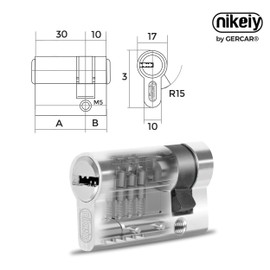 GERCAR Half-Cylinder 10/30 Profile Cylinder Lock Cylinder Lock Door Lock with 5 Keys Single Length 40 mm A:10 B:30 Set of 1