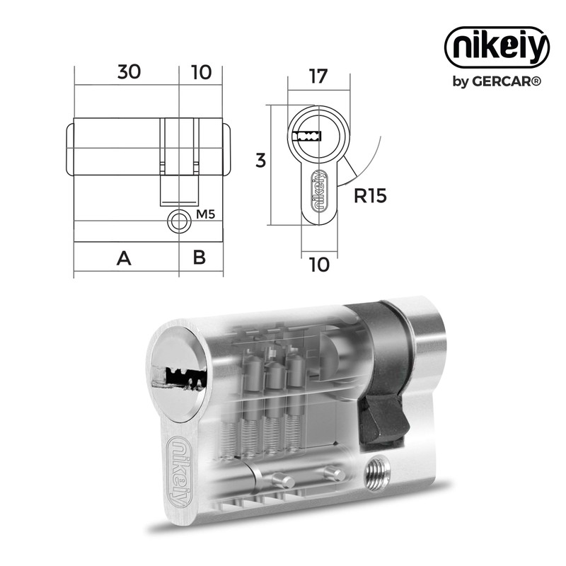 GERCAR Half-Cylinder 10/30 Profile Cylinder Lock Cylinder Lock Door Lock