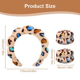 IEBTAWN 3Er-Set Buntes Haarband Und Armbänder, Multifunktionale Stirnbänder Für Hautpflege, Reinigung Und Dusche, Weiche Wolle Und Handtuchmaterial