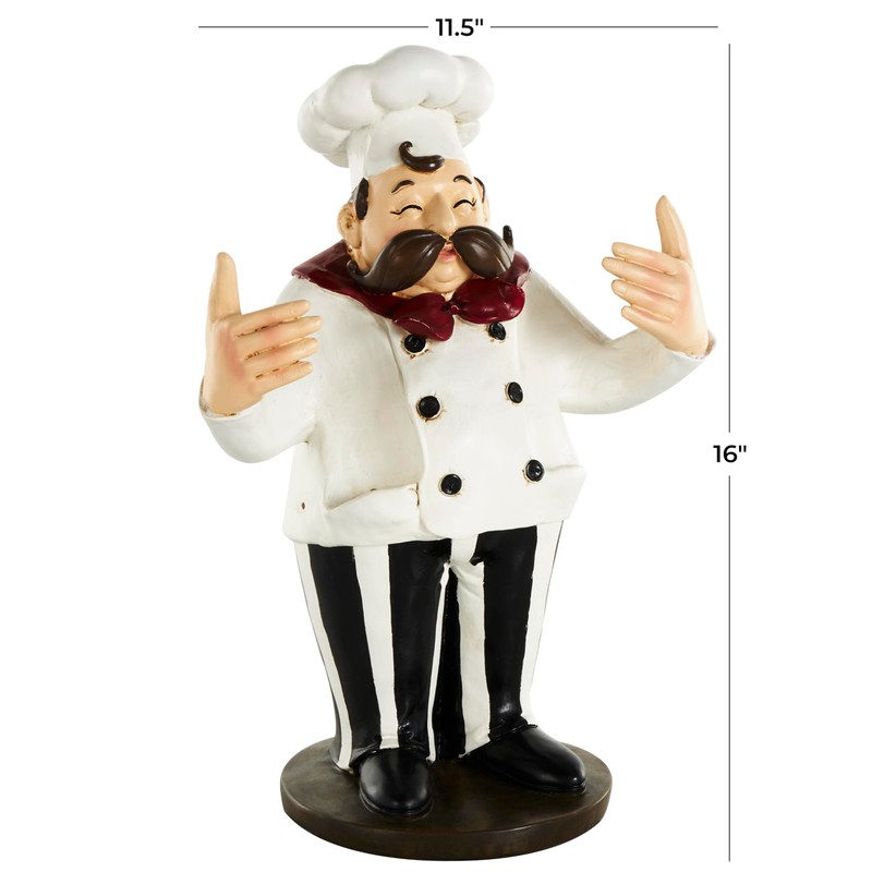 Deco 79 Polystone Chef Sculpture with 2 Wine Holder Slots,