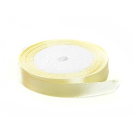 Solid Color Satin Fabric Ribbon for Craft, Gift Wrapping, Hair Bow, Wedding Deco … (Light Yellow, 1" x 25 Yards)