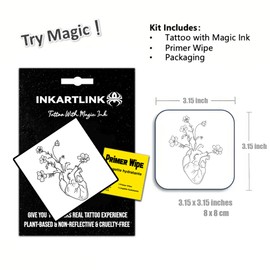 INKARTLINK Semi Permanent Tattoos, Tattoos for Women, Holiday Tattoos, Party Favors, Lasts 7-15 Days, Waterproof and Non-reflective, Unique Design (Heart-Shaped Flower)