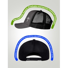 Jesus Cross Baseball Cap, Religious 3 Nail Design, Christian Hat for Men and Women, Birthday (US, Alpha, One Size, Charcoal-Black)