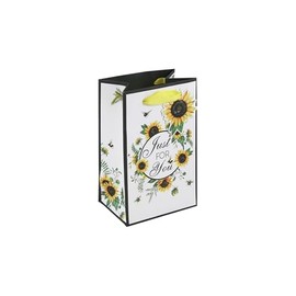 Eurowrap White Kraft Paper Just for You Sunflower Gift Bag With Gift Tag - Gift Bag for Mother's Day, Mum, Happy Birthday - Eco Friendly Bag - Women's Gift Wrap Occasion Present Birthday - Small Size