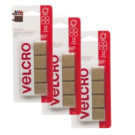 VELCRO Brand - Sticky Back Hook and Loop Fasteners | Perfect for Home or Office | 7/8in Squares | Pack of 36 | Beige (3)