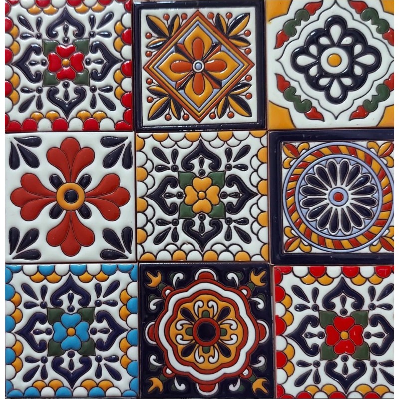 Escanver 20x Azulejos Mosaicos Premium Talavera Confetti Relieve 10cm