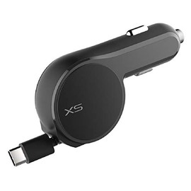 Kashimura NDC-032 DC Charger Reel, 3A Type-C Ultra Compact, Switchless Blue LED Power Current Lamp, Black