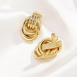 Stocking Stuffers Holiday Outfits for Women 2024 Chunky Gold Earrings for Women Trendy Gold Statement Earrings Gold Knot Earrings Geometric Drop Earrings Jewelry for Women Girls