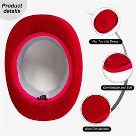 Punctualgood Wool Felt Top Hat Victorian Mad Hatter 6" Magic Hat Gentlemen Performing Jazz Caps Rock Hat for Men Women Gift, Red, Medium