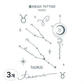 MEGA TATTOO Constellation tattoo stickers 12 types (choose 1), 3, Taurus Taurus / MEGA TATTOO 별자리 타투스티커 12종(택1), 3개, Taurus 황소자리