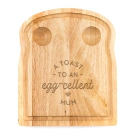 A Toast to an Egg-cellent Mum Breakfast Egg Board - Mum Birthday Gifts from Son Kids Daughter Baby - Unique Mothers Day Present Idea - Funny Engraved Pun Design Natural Wood
