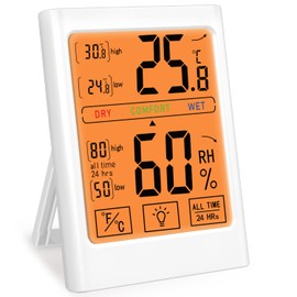 Thermometer Hygrometer Indoor Thermo-Hygrometer Digital Room Thermometer Temperature and Humidity Meter Climate Monitor with Comfort Zone for Room Climate Control, White