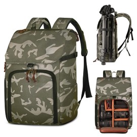 BOLOSTA Camera Backpack Bag Professional DSLR SLR Camouflage Camera Backpack for Photographers Waterproof Large Capacity Camera Case with Fit 15.6" Laptop Compartment & Tripod Holder