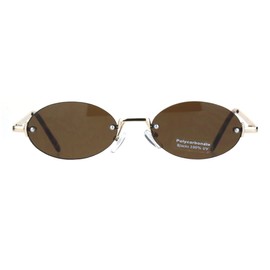 PASTL Rimless Oval Shape Sunglasses Unisex Trendy Fashion Metal Frame Gold, Brown