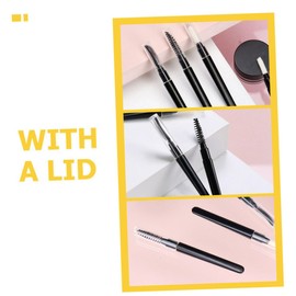 DOITOOL Spoolies Angled Eyebrow Brush Eyelash Brush 20pcs Eyelash Comb with Lid with Hat Plastic Smudge Brush Miss Travel Makeup Brush