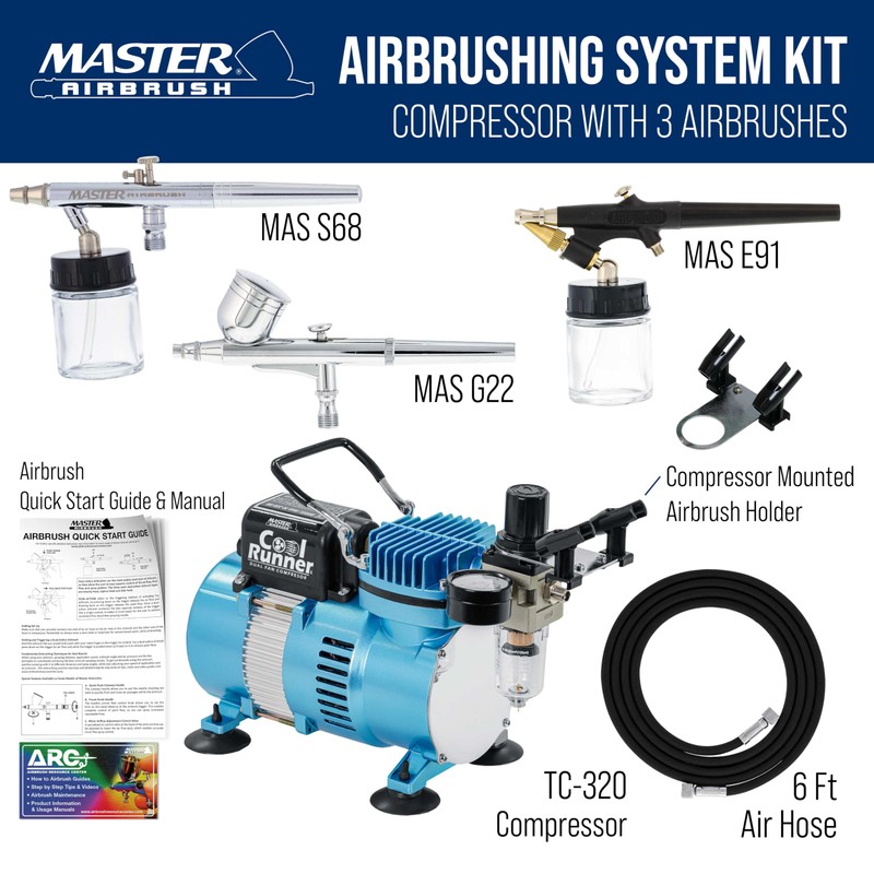 Master Airbrush Cool Runner II Dual Fan Airbrushing System Kit