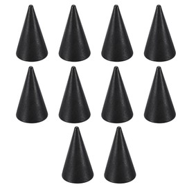 PATIKIL 50x29mm Natural Wood Cone Ring Holder, 10 Pack Finger Jewelry Display Stand Organizer Unpainted Wooden Cones for DIY Craft, Black