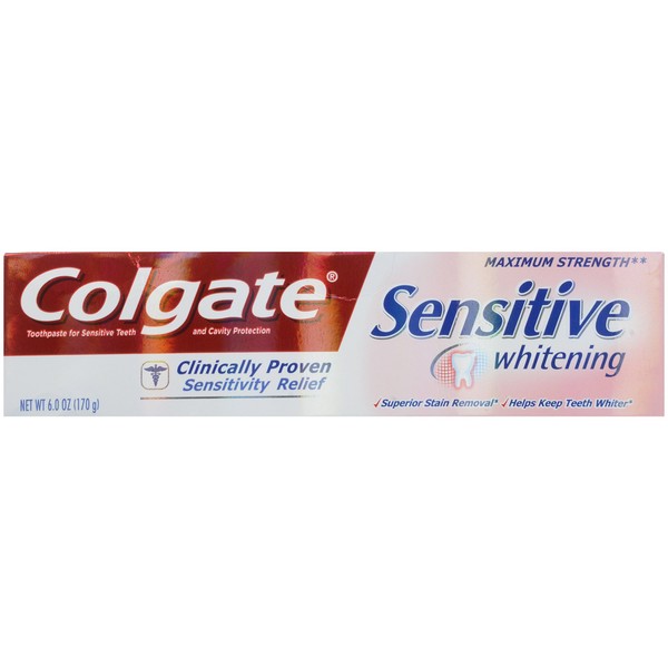 Colgate Sensitive Maximum Strength Sensitive Toothpaste, Plus Whitening and Fresh Stripe, 6 oz