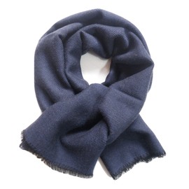 Italian made Scarf, Wool, Silk, Soft, Tweed, Men's, Women's, Blue, navy