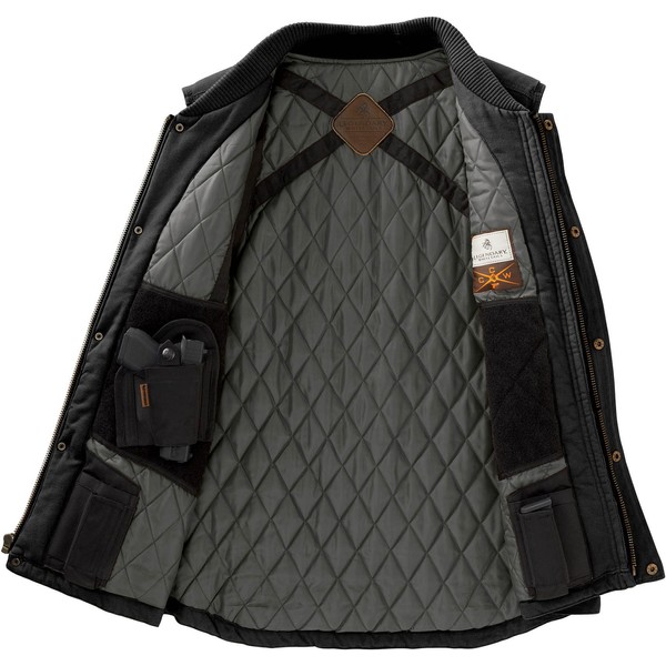 Legendary Whitetails Men's Standard Carry Outerwear, Canvas Cross Trail Conceal CCW Holster, Outdoor, Hunting Insulated Casual Vest, Onyx, Large