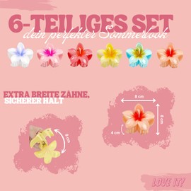 Flower Hair Clips for Girls - 6 x 8 cm Flower Hair Clips for Women and Children Flower Hair Accessories | Hawaiian Flower Hair Clip for Extra Volume