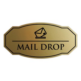 Signs ByLITA Victorian Mail Drop Durable ABS Plastic | Laser Engraved | Easy Installation | Elegant Design Sign (Brushed Gold) - Small 2 Pack