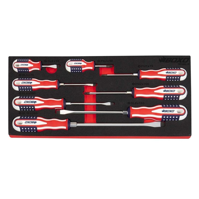 BOXO Limited Edition 8-Piece American Flag Handle Screwdriver Set