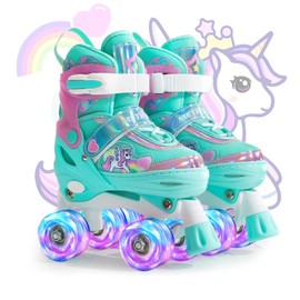 METROLLER Kids Roller Skates Girls Ages 4-6 5-8 8-12 Adjustable Toddler Roller Skates Shining Wheels Little Unicorn Sports Outdoors